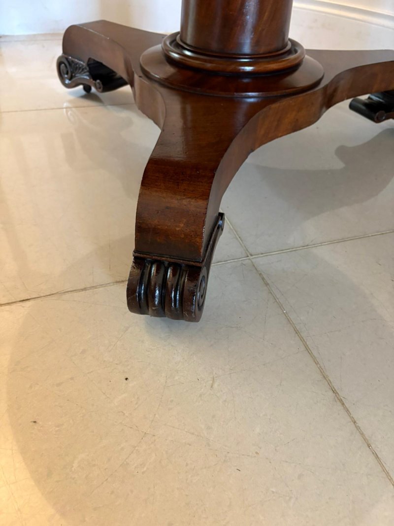 Antique Regency 6 Seater Quality Figured Mahogany Circular Dining Table - Image 13